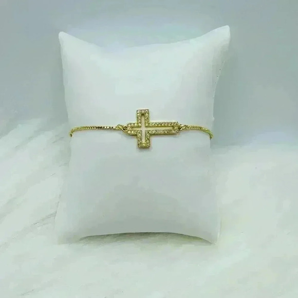 Gold Hollow Cross Woman’s Adjustable Bracelet - Picture 5 of 6